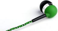 colorful style meets premium sound: green tweedz braided headphones with green, yellow, and black nylon fabric wrapped earbuds logo