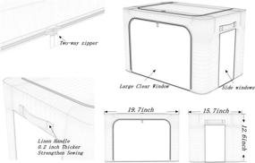 img 3 attached to 📦 Clear Window Storage Bins - Large Foldable Fabric Boxes for Clothes - Stackable Organizer Set - 2 Pack with Carrying Handles - 19.7X 15.7X 12.6 Inches, 66L