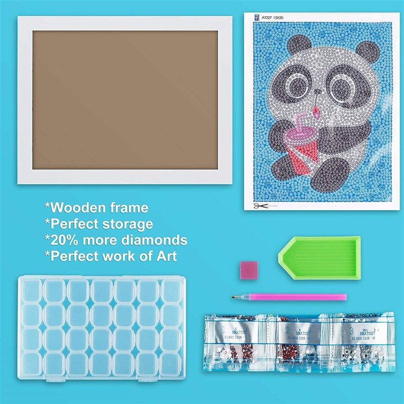 AllWenTo Easy 5D Panda Diamond Painting Kit for Kids Beginners