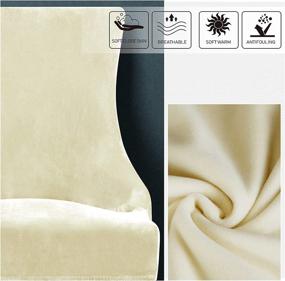 img 1 attached to 🪑 Lellen Velvet Stretch Wingback Chair Cover Slipcover: Set of 2 Cream Arm Chair Protectors for Dining Room Banquet Home Decor - Reusable, Machine Washable & Hand Washable