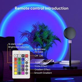 img 2 attached to Remote Controlled Sunset Lamp Projection LED Lights, 16 Color Night Light with 360° Rainbow 🌅 Rotation, 4 Modes for Photography, Selfie, Party, Home Decor, Living Room, Bedroom - Perfect Gifts for Women.