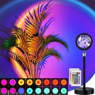 remote controlled sunset lamp projection led lights, 16 color night light with 360° rainbow 🌅 rotation, 4 modes for photography, selfie, party, home decor, living room, bedroom - perfect gifts for women. логотип