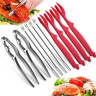 🦀 premium 10pcs stainless steel crab nut crackers and seafood tools set - including 2 lobster crab crackers, 4 lobster sheller knives, 4 crab leg forks/picks logo