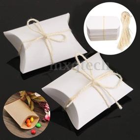 img 3 attached to 🎁 Hondex Vintage Natural Kraft Paper Pillow Boxes - Set of 50 White Candy Boxes for Wedding Party - Perfect Gift Box