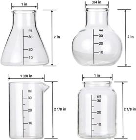 img 1 attached to 🧪 Lily's Home Mini Science Beaker and Flask Shot Glasses, Ideal Gift for Chemistry and Bio Graduates, Medical Professionals, Crystal Clear, 2 to 2 1/8" Height, Set of 4 Assorted Colors