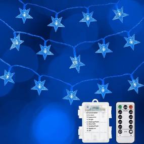 img 4 attached to 35ft 50 LEDs Blue Star Fairy Lights - Battery Operated Ccinny Star String Lights with Remote Control for Indoor Outdoor Xmas Tree Bedroom Garden Wedding Decoration - Waterproof Star Christmas Lights