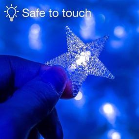 img 2 attached to 35ft 50 LEDs Blue Star Fairy Lights - Battery Operated Ccinny Star String Lights with Remote Control for Indoor Outdoor Xmas Tree Bedroom Garden Wedding Decoration - Waterproof Star Christmas Lights