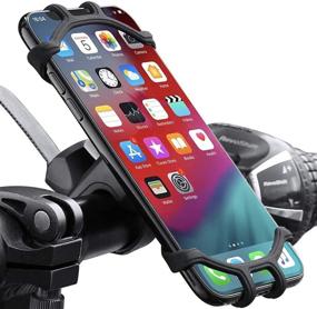 img 4 attached to 🚲 HUOTO 360-Degree Rotation Silicone Bike Phone Mount for 4.0"- 6.5" iPhone 11/11 Pro Max/XR/XS Max/8/7/6/6s Plus, Galaxy S20/S9 - Black