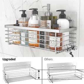 img 1 attached to 🚿 ODesign Shower Caddy Basket with Hooks Soap Dish Holder Shelf for Shampoo Conditioner Bathroom Storage Organizer - Pack of 3, SUS304 Stainless Steel Rustproof, Adhesive Installation, No Drilling Required