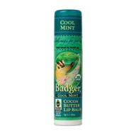 🌿 cocoa butter lip balm by badger: cool mint, organic & fair trade, natural lip care, 0.25 oz logo