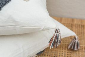 img 1 attached to 🛋️ Faycole Bohemian Tufted Tribal Lumbar Pillow Cases: Stylish Tassel Decor, Sofa Couch Farmhouse 12x20 Inches Cream Grey Rust