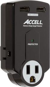 img 4 attached to Аккумуляторный защитный выключатель для путешествия Accell Power - 3 розетки, 2 порта для зарядки USB 💡, складной штекер - черный, сертифицирован ETL - 612 Дж, выходное напряжение 2,1 А.