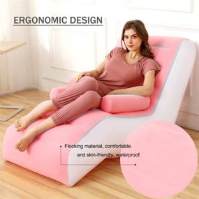 img 2 attached to 🪑 Inflatable Chaise Lounges: Foldable Lazy Floor Chair Sofa with Armrests, Pink [Includes Manual Pump]