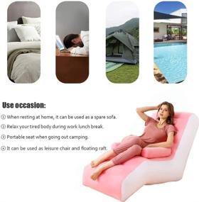 img 1 attached to 🪑 Inflatable Chaise Lounges: Foldable Lazy Floor Chair Sofa with Armrests, Pink [Includes Manual Pump]