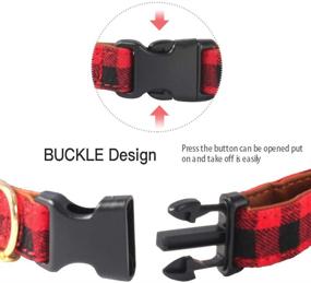 img 1 attached to KUDES Plaid Dog Collar with Bow, Set of 2 - Adjustable Dog Bowtie Collars with Bell, Ideal Gift for Small, Medium, and Large Girl and Boy Dogs - Red &amp; Black