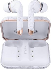 img 3 attached to 🎧 High-End In-Ear True Wireless Bluetooth Earbuds - Happy Plugs Air 1 Plus (White Marble), with Mic, Charging Case, Up to 40 Hours Playtime, iOS & Android Compatible