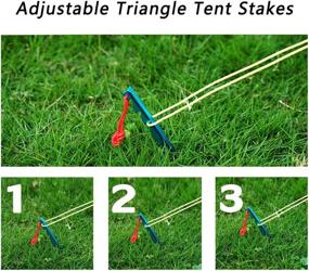 img 3 attached to Lvgowyd 12 Pcs 7001 Aluminum Tent Stakes - Ultralight Adjustable Tri-Beam Tent Pegs with Reflective Rope - Ideal for Camping, Rain Tarps, Hiking, and Backpacking