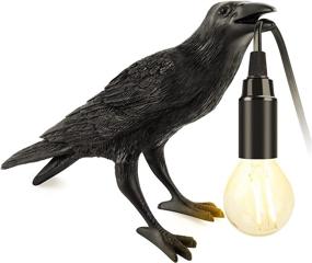 img 4 attached to Enhance Your Décor with Raven Table Lamps: Adjustable Brightness Edison Bulb, Vintage Resin Bird Design in Black for Bedside Table/Office and Living Room/Farmhouse Art Decor/Dorm - Perfect for Harry Potter Fans! (Plug Included)