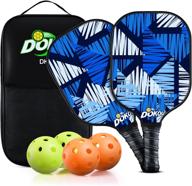 🏓 dokou pickleball paddles: fiberglass face & polypropylene honeycomb core, set of 2 with bag & 4 balls logo