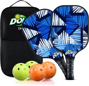 img 4 attached to 🏓 DOKOU Pickleball Paddles: Fiberglass Face & Polypropylene Honeycomb Core, Set of 2 with Bag & 4 Balls