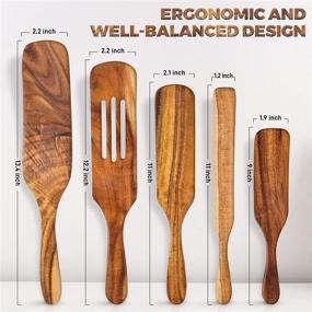 img 3 attached to 🔥 Premium 5-Piece Wooden Spurtle Set for Cooking: Acacia Wood Utensils with Heat Resistance, Non-Stick Surfaces, and Versatile Tools - As Seen on TV!