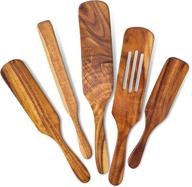 🔥 premium 5-piece wooden spurtle set for cooking: acacia wood utensils with heat resistance, non-stick surfaces, and versatile tools - as seen on tv! logo