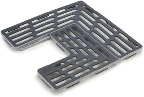 img 4 attached to 💧 Joseph Joseph Adjustable Sink Protector Mat with Two Grid Sections - Fits Multiple Drain Positions, Non-Slip, Gray