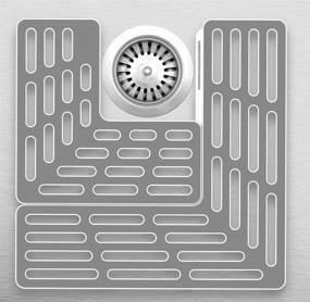 img 2 attached to 💧 Joseph Joseph Adjustable Sink Protector Mat with Two Grid Sections - Fits Multiple Drain Positions, Non-Slip, Gray