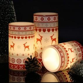 img 2 attached to GenSwin Deer Flameless Candles – Flickering Battery Operated with Timer| Real Wax 🕯️ Pillar LED Candles | Warm Light Love Deer Decal Decor Gift (Pack of 3)