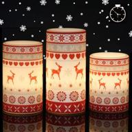 genswin deer flameless candles – flickering battery operated with timer| real wax 🕯️ pillar led candles | warm light love deer decal decor gift (pack of 3) логотип