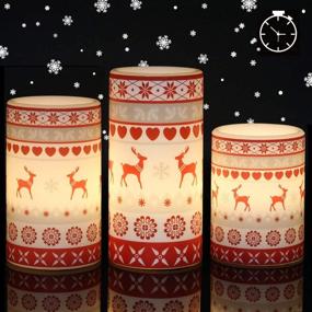 img 4 attached to GenSwin Deer Flameless Candles – Flickering Battery Operated with Timer| Real Wax 🕯️ Pillar LED Candles | Warm Light Love Deer Decal Decor Gift (Pack of 3)