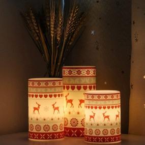 img 3 attached to GenSwin Deer Flameless Candles – Flickering Battery Operated with Timer| Real Wax 🕯️ Pillar LED Candles | Warm Light Love Deer Decal Decor Gift (Pack of 3)