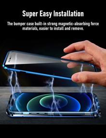 img 1 attached to 📱 KumWum Full Body Magnetic Case for iPhone 12 Mini with Front and Back Tempered Glass, Aluminum Bumper, Double-Sided Clear Cover, & Built-in Camera Lens Protector in Blue and Silver