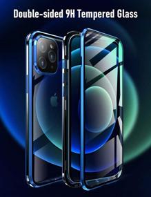 img 2 attached to 📱 KumWum Full Body Magnetic Case for iPhone 12 Mini with Front and Back Tempered Glass, Aluminum Bumper, Double-Sided Clear Cover, & Built-in Camera Lens Protector in Blue and Silver