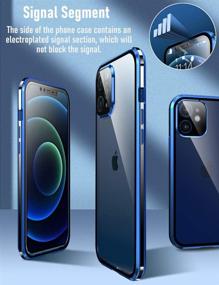 img 3 attached to 📱 KumWum Full Body Magnetic Case for iPhone 12 Mini with Front and Back Tempered Glass, Aluminum Bumper, Double-Sided Clear Cover, & Built-in Camera Lens Protector in Blue and Silver