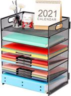 marbrasse paper letter tray organizer - efficient 6 tier mesh file organizer with handle for letter/a4 office file folder holder - black логотип