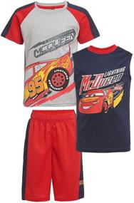 img 4 attached to 🏎️ Disney Boys Cars Lightning McQueen Gray Heather 3-Piece Set – T-Shirt, Tank Top & Shorts