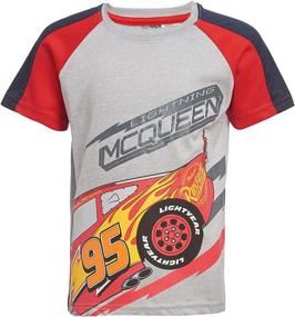 img 2 attached to 🏎️ Disney Boys Cars Lightning McQueen Gray Heather 3-Piece Set – T-Shirt, Tank Top & Shorts