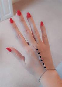 img 1 attached to YOUCANDOIT2 Stainless Steel Finger Ring Bracelet: Stylish Hand Harness with Natural Agate Stone and Tassel Detail for a Fashionable Look