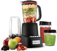 🍹 chefman dynamic blending system, 12-piece set with countertop + travel versions, 3 programmed speeds &amp; pulse, easy ice crushing for shakes &amp; smoothies, dishwasher-safe 32-oz pitcher, 12oz &amp; 2 24oz tumblers, black логотип