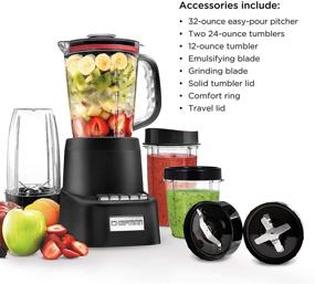 img 2 attached to 🍹 Chefman Dynamic Blending System, 12-Piece Set with Countertop + Travel Versions, 3 Programmed Speeds &amp; Pulse, Easy Ice Crushing for Shakes &amp; Smoothies, Dishwasher-Safe 32-Oz Pitcher, 12Oz &amp; 2 24Oz Tumblers, Black