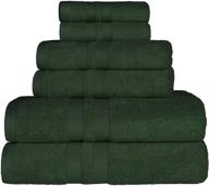 🌿 premium forest green cotton bath towel set - 6-piece set with honeycomb border logo
