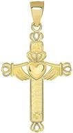 premium 14k solid yellow gold irish claddagh cross pendant - ideal for religious devotion logo