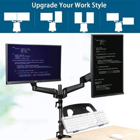 img 3 attached to 💻 HUANUO Dual Monitor and Laptop Mount with Gas Spring, Suitable for Two 13-27 Inch Flat Curved Computer Screens and 10-17 Inch Notebooks, Includes C Clamp and Grommet Mounting Base