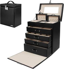 img 4 attached to 💍 Ultimate Jewelry Box for Girls: Homde Fully Locking Organizer - The Perfect Gift Choice for Necklaces, Earrings, and Rings