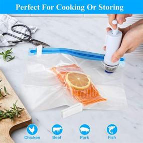 img 2 attached to 🔒 ZEROLISM Sous Vide Bags - 50 Reusable BPA Free Vacuum Sealer Bags in 4 Sizes with Vacuum Zipper Closure, 4 Sealing Clips & 5 Sous Vide Bag Clips - Ideal for Joule Cookers, Anova - Food Storage and Preservation