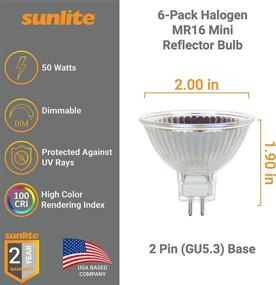 img 3 attached to 🌞 Sunlite 40705-SU Halogen MR16 Mini Reflector Flood Light Bulb, EXN, 50W, 800 Lumens, GU5.3 Base 2 Pin, 38° Beam Angle, Dimmable, 100 CRI, 12V, 3200K Warm White, Pack of 6