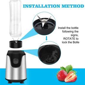 img 1 attached to 🥤 Powerful Personal Blender for Countertop Smoothies and Shakes – Small Vegetable Food Blender, Professional Smoothie Maker for Fruit and Milkshakes – Includes 2x600ML Portable Travel Juice Cups, One Grind Bottle & Kitchen