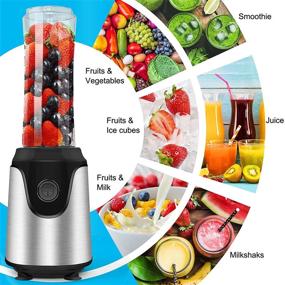 img 3 attached to 🥤 Powerful Personal Blender for Countertop Smoothies and Shakes – Small Vegetable Food Blender, Professional Smoothie Maker for Fruit and Milkshakes – Includes 2x600ML Portable Travel Juice Cups, One Grind Bottle & Kitchen