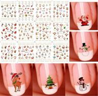 🎄 christmas snowflake snowman diy nail art stickers - fashionclubs, 12 sheets in random colors logo